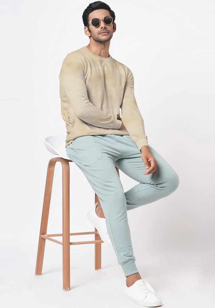 Mens Textured Sweatshirt-Mushroom