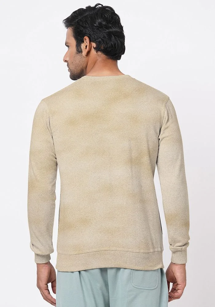 Mens Textured Sweatshirt-Mushroom