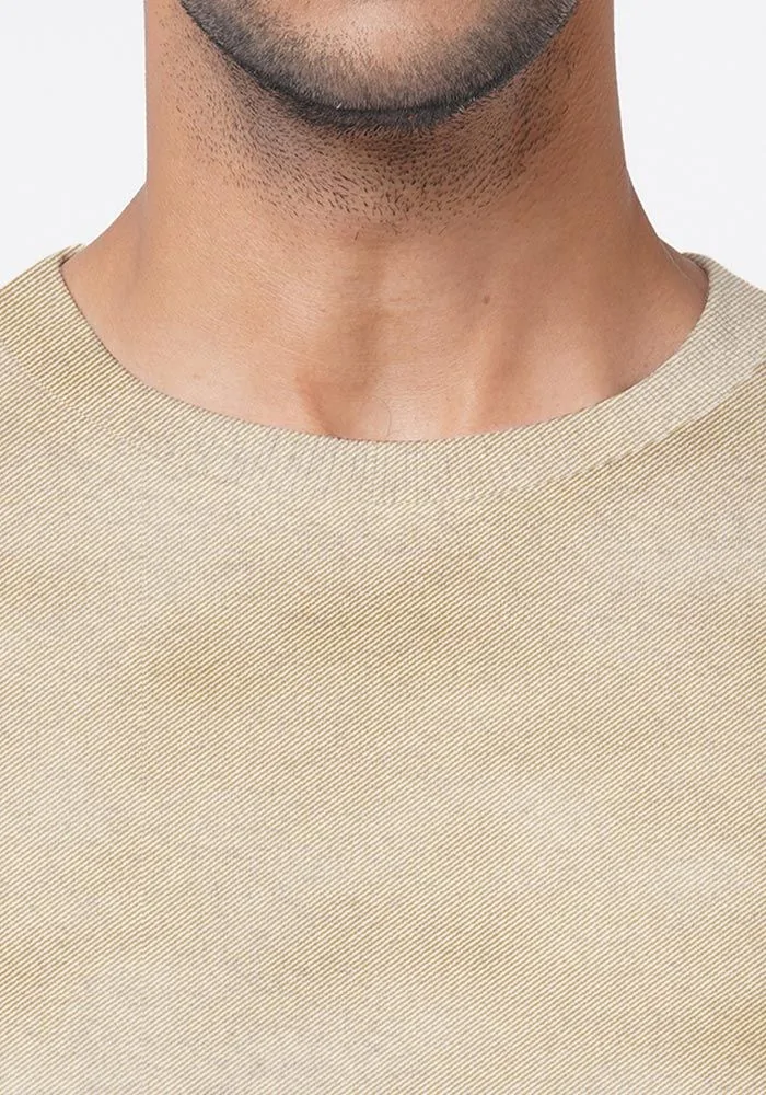 Mens Textured Sweatshirt-Mushroom