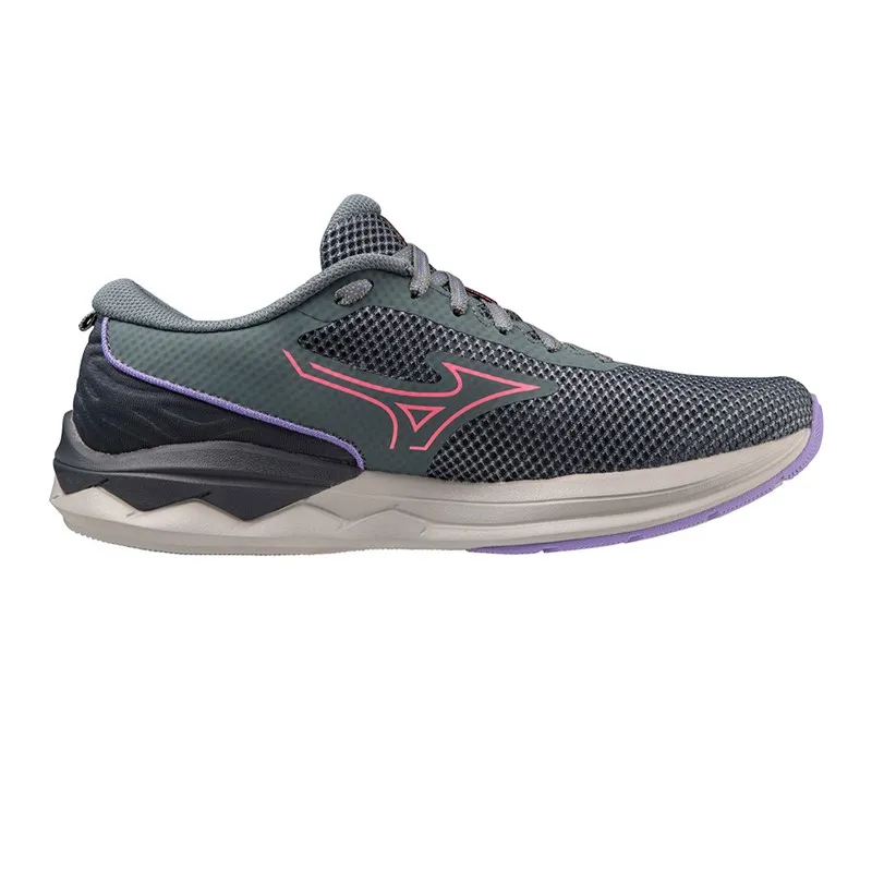 Mizuno Womens Wave Revolt 3 Neutral Running Shoes Stormy Weather/High-Vis Pink/Purple Punch