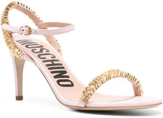 Moschino 80mm logo-lettering leather sandals Pink