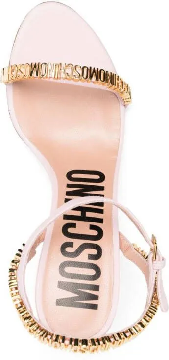 Moschino 80mm logo-lettering leather sandals Pink