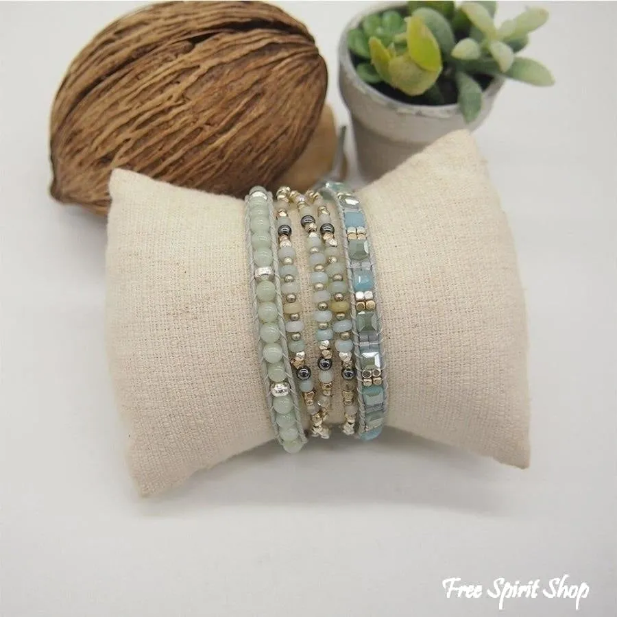 Natural Amazonite Beaded Wrap Bracelet