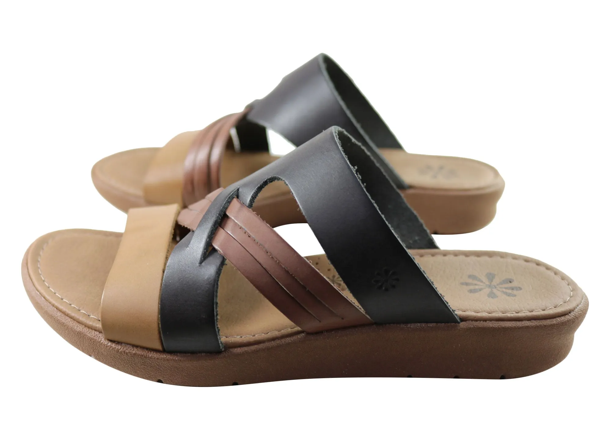 New Face Anza Womens Comfort Leather Slides Sandals Made In Brazil