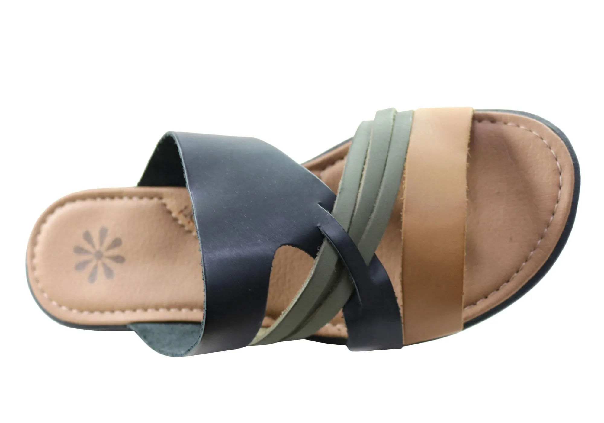 New Face Anza Womens Comfort Leather Slides Sandals Made In Brazil