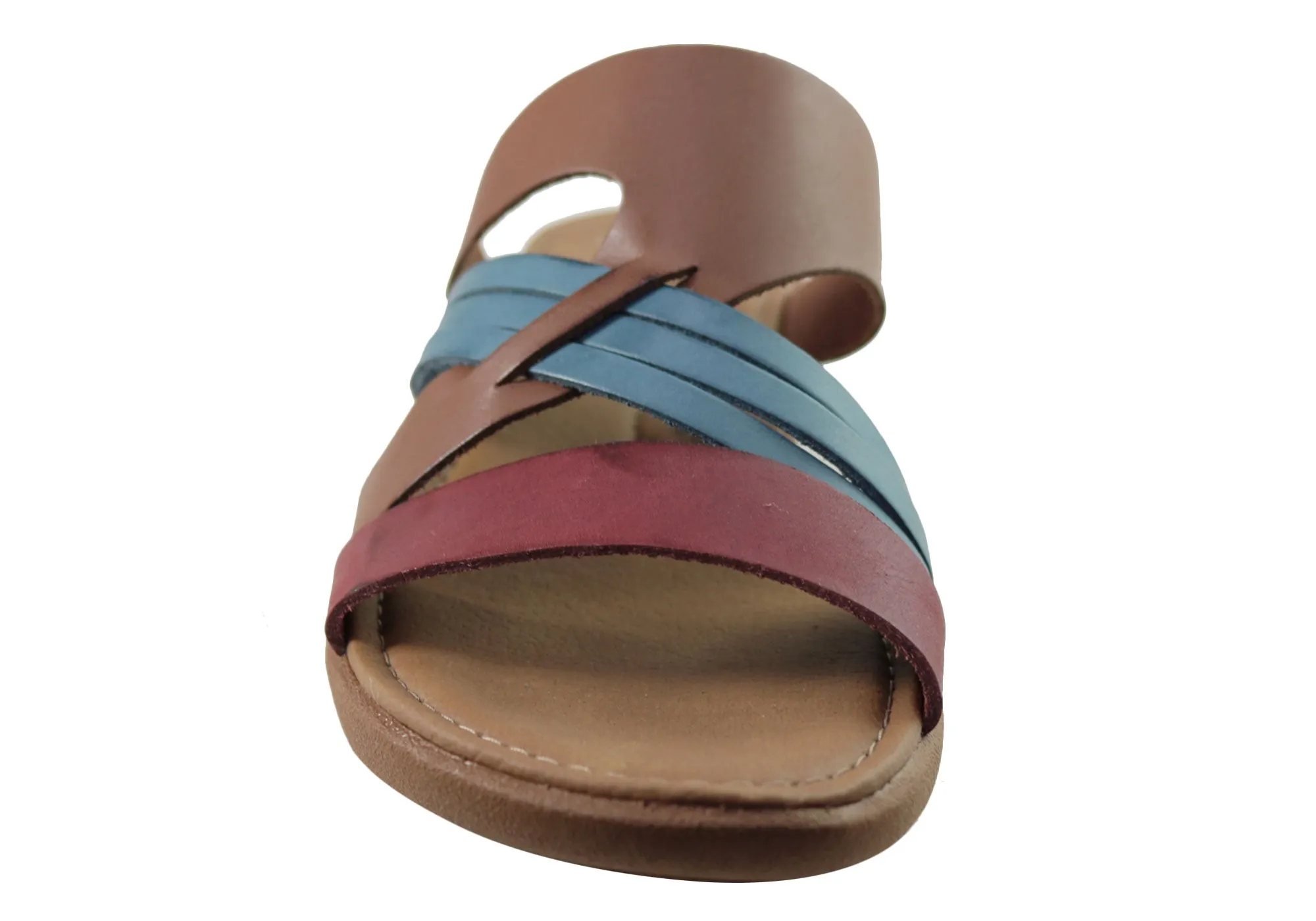 New Face Anza Womens Comfort Leather Slides Sandals Made In Brazil