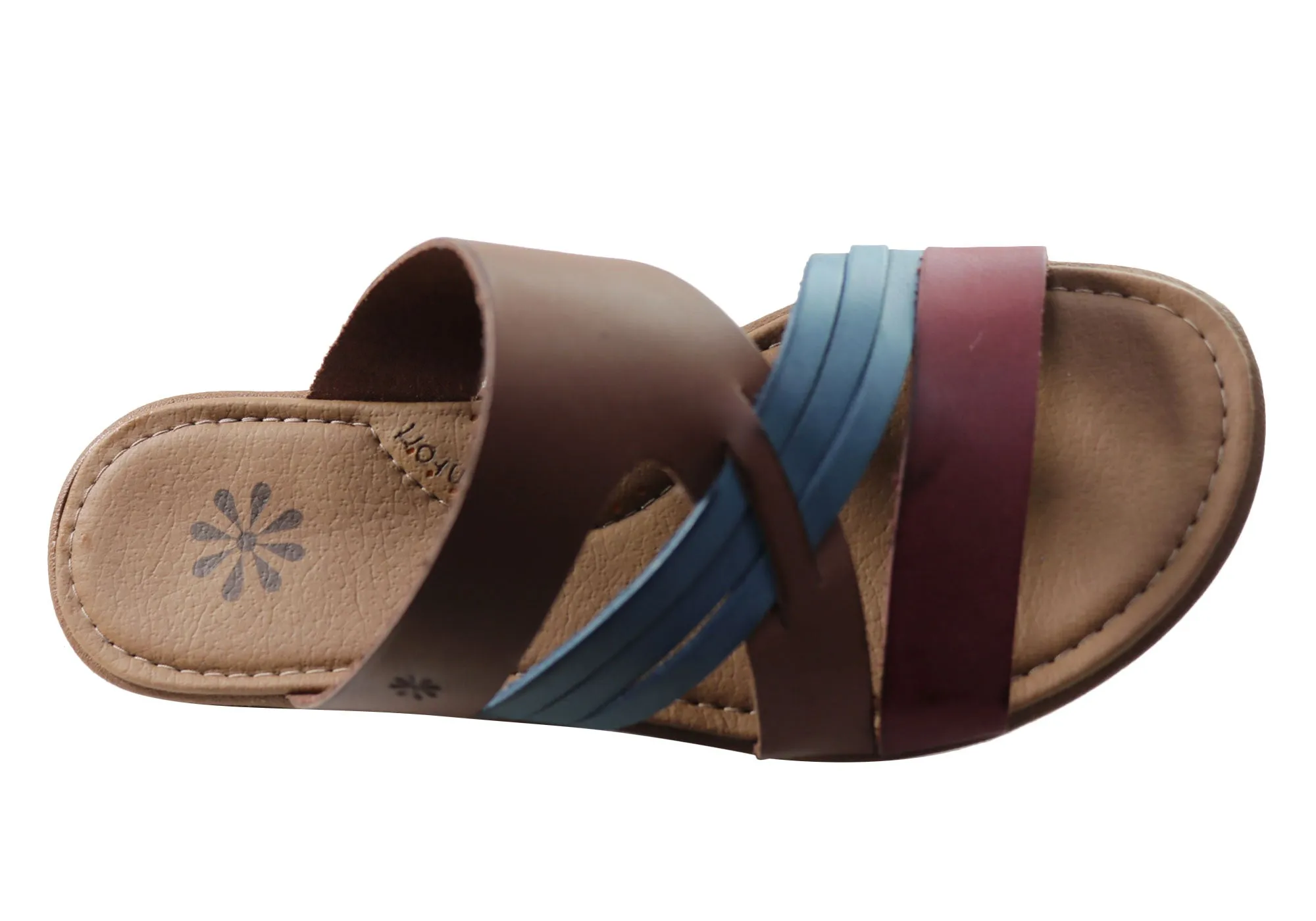 New Face Anza Womens Comfort Leather Slides Sandals Made In Brazil