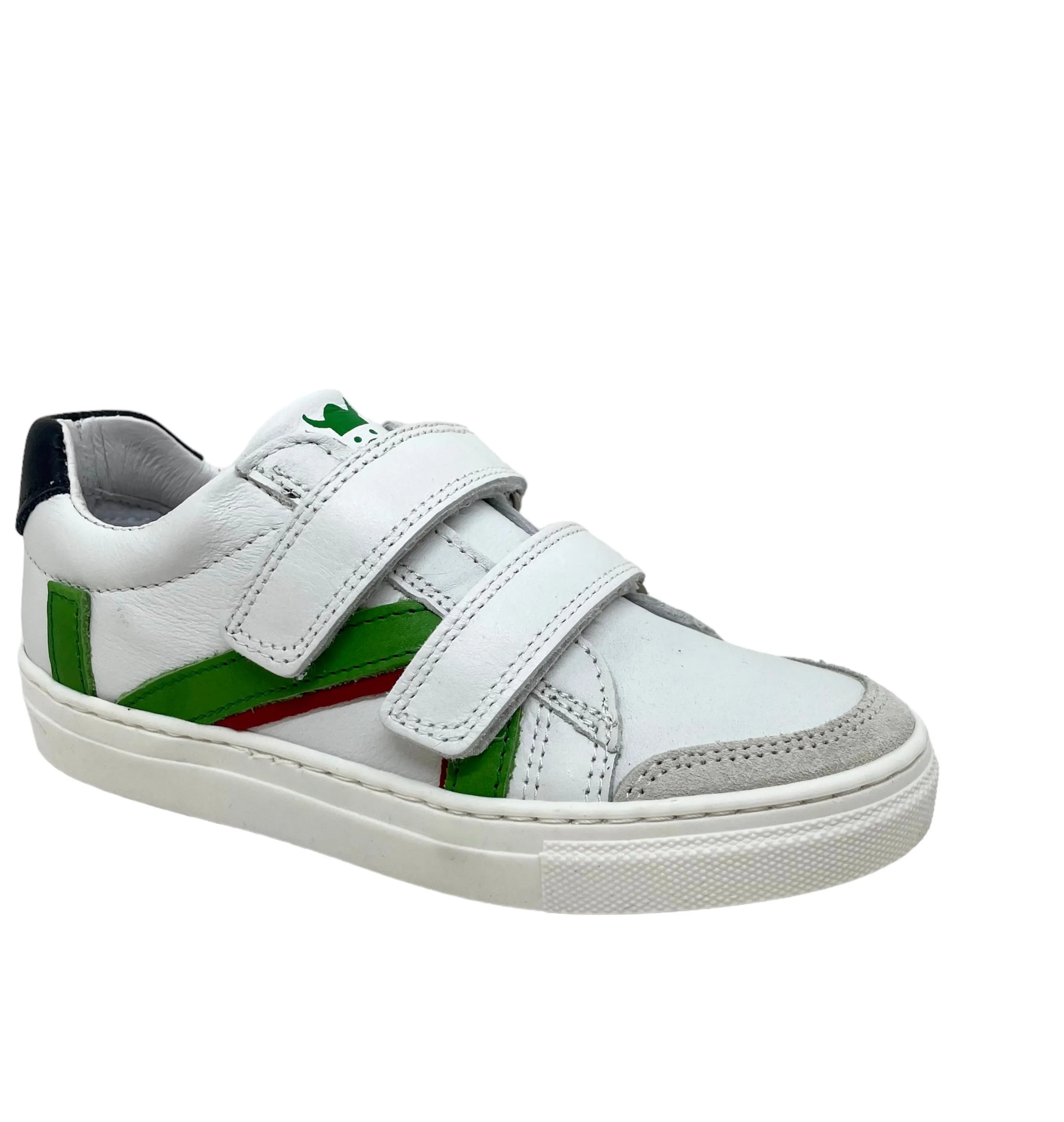 NORVIK FRAV White/Green leather basketball sneakers