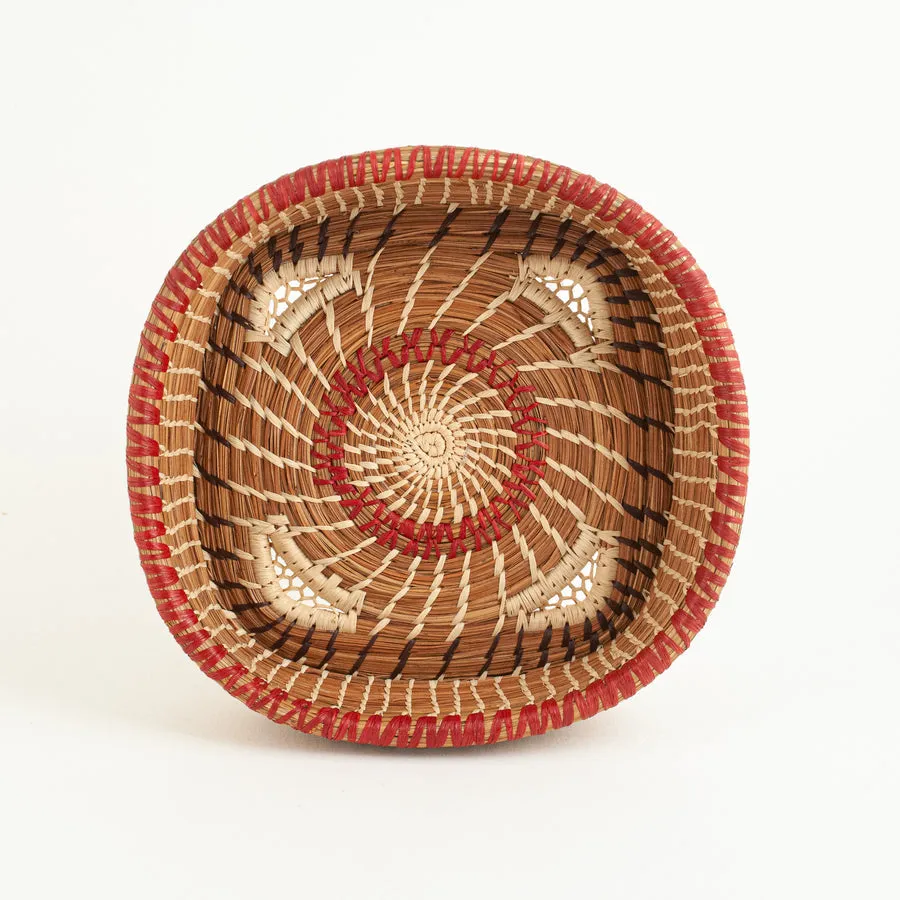 Pine needles Raffia Basket Red