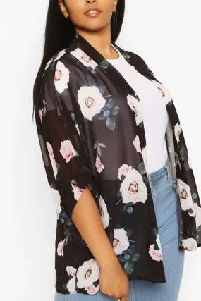 Plus Rose Floral Kimono