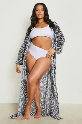 Plus Zebra Maxi Beach Kimono