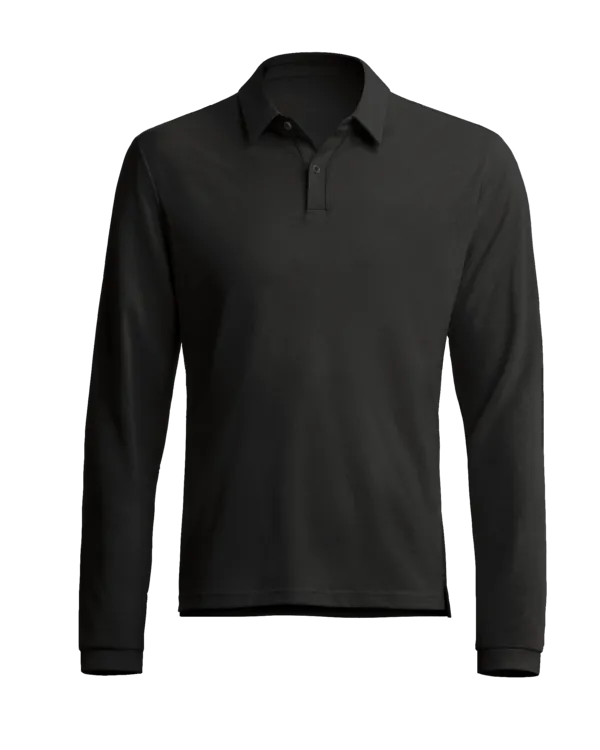  Polo slim fit negro de manga larga