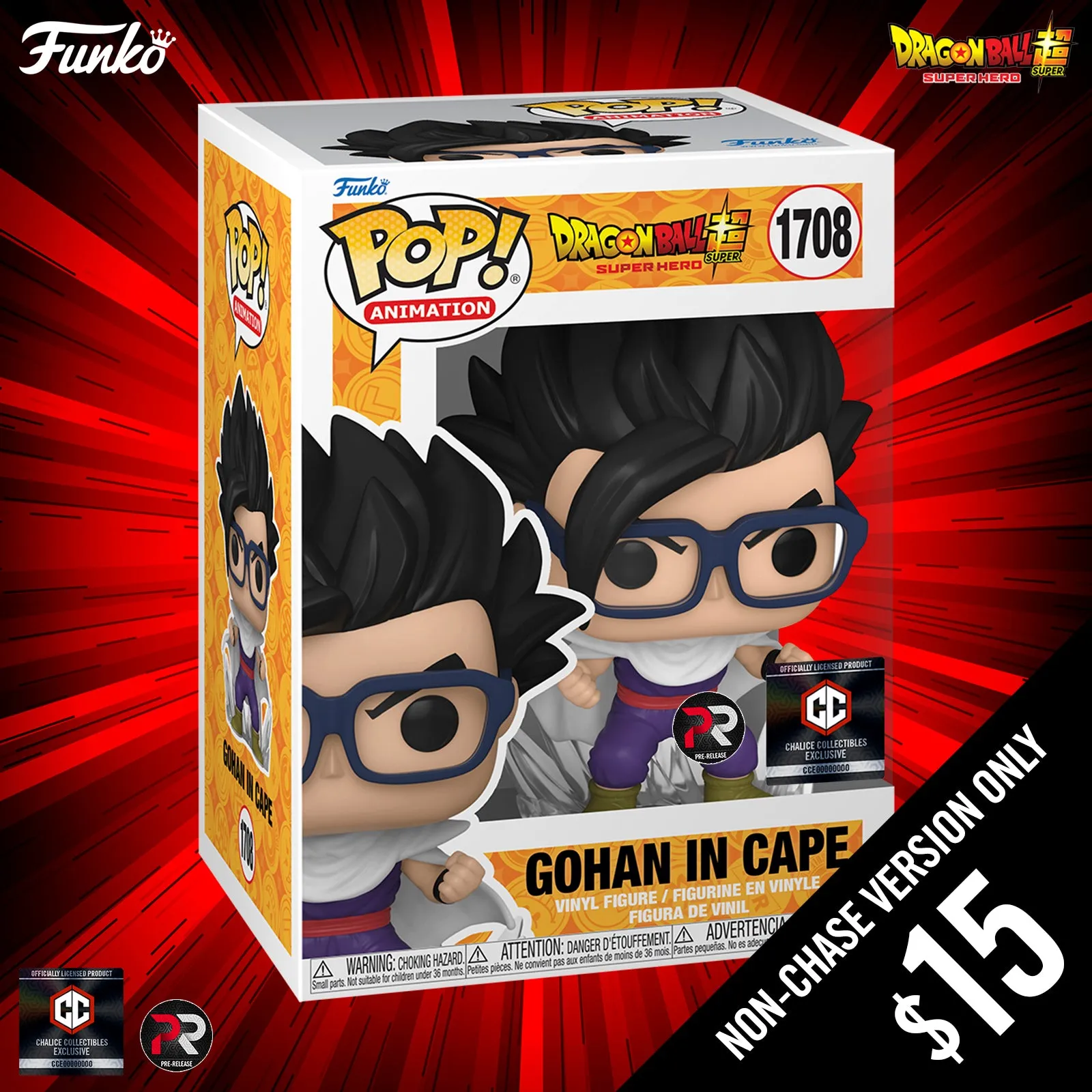 Pre-Order: Funko Pop! Chalice Exclusive: Dragon Ball Super: Gohan In Cape #1708 (Non-Chase) (PR)