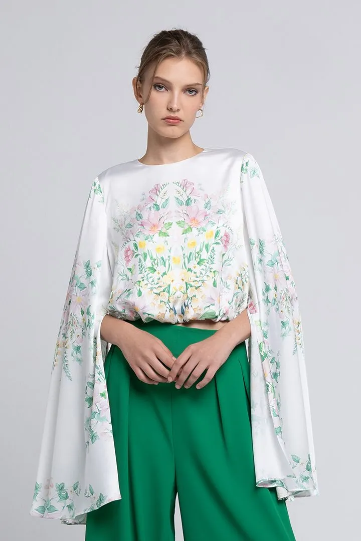 Printed cape sleeve top