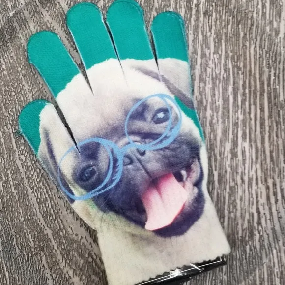 Pug Glasses Gloves Green