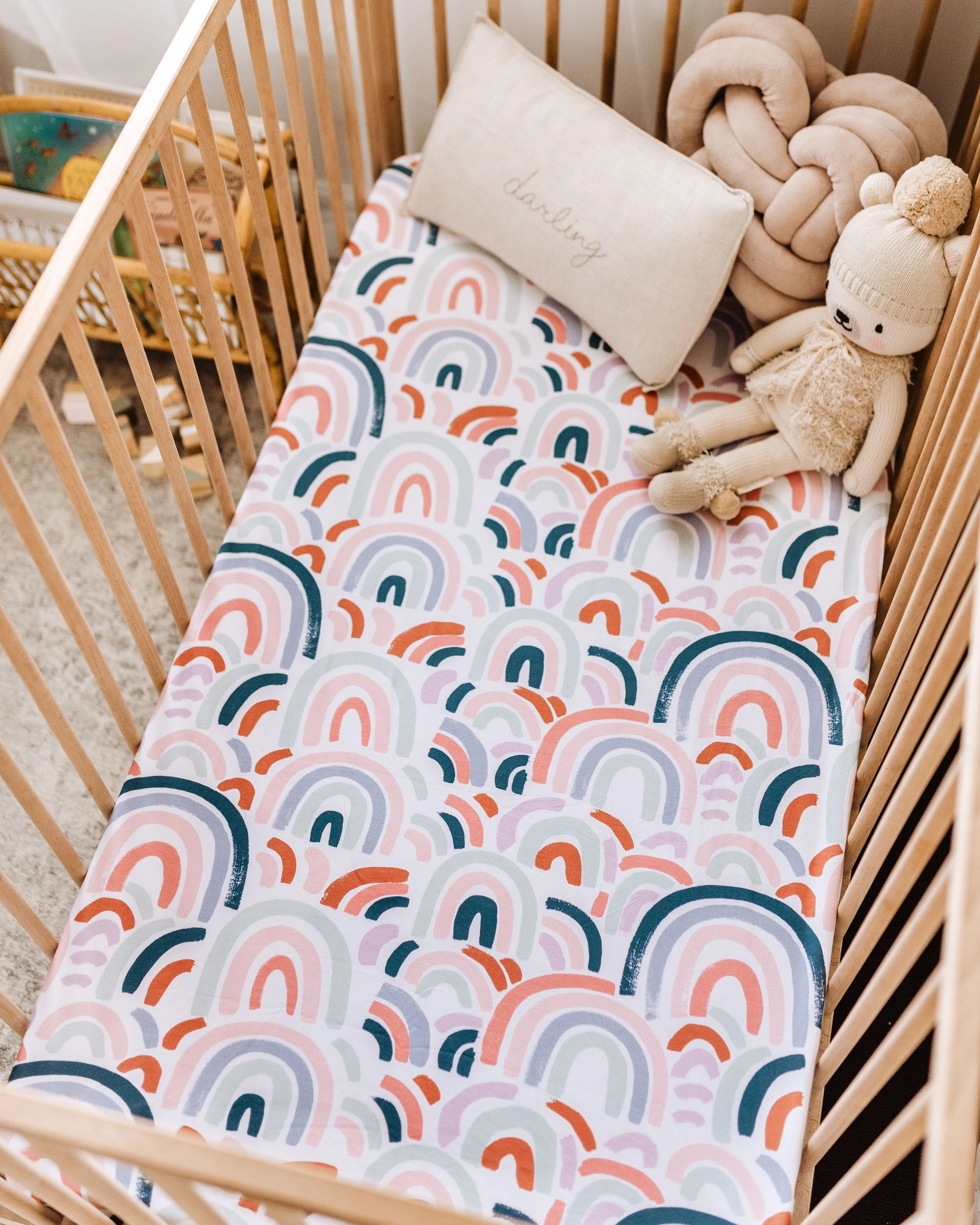 Rainbow Fitted Cot Sheet – Snuggle Hunny