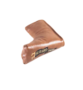 Redan chestnut leather putter cover with pennant logo