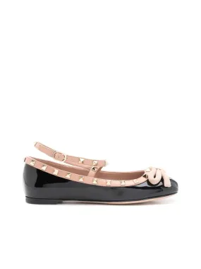 Rockstud Patent Leather Ballet Flats