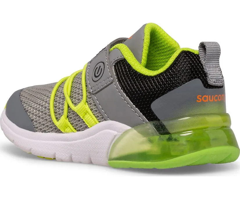 Saucony Kids Boys Flash Glow 2.0 Jr. Sneakers- Grey/ Lime