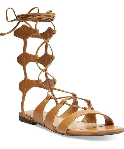 Schutz Cassia Flat Womens Leather Open Toe Gladiator Sandals