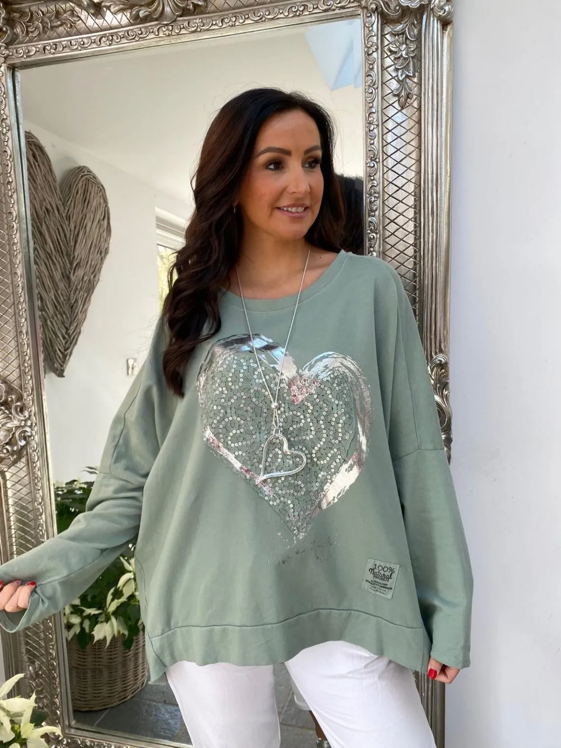 Sequin Lace Heart Sweatshirt Caitlin