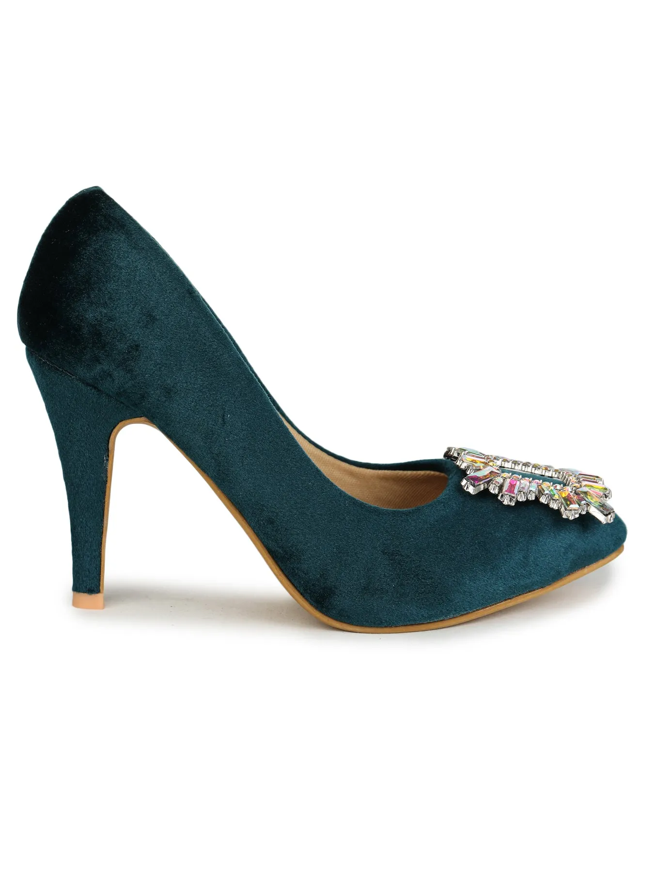 Shezone Bottle Green Women Heels