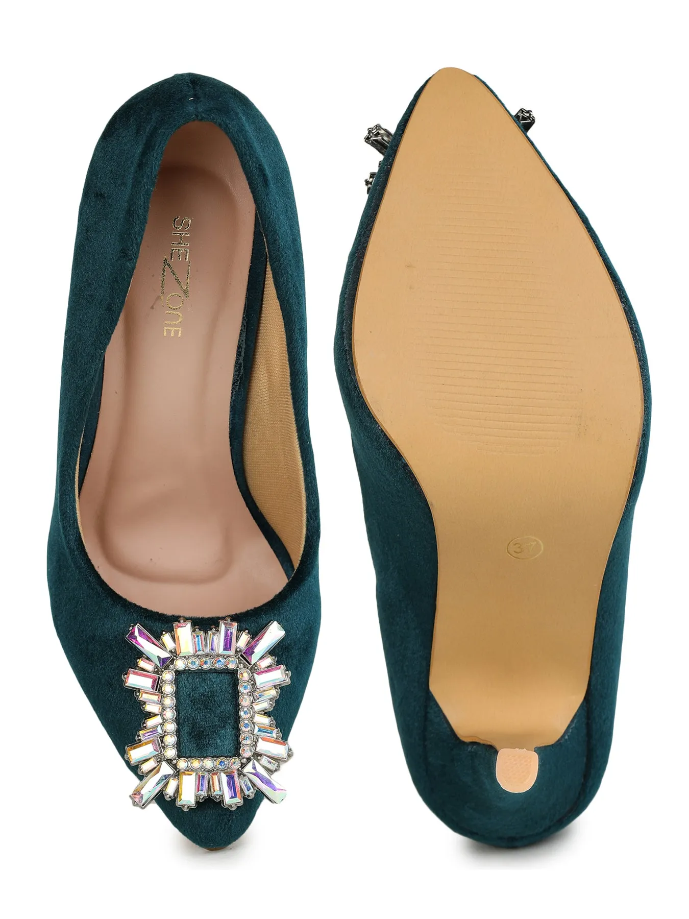 Shezone Bottle Green Women Heels