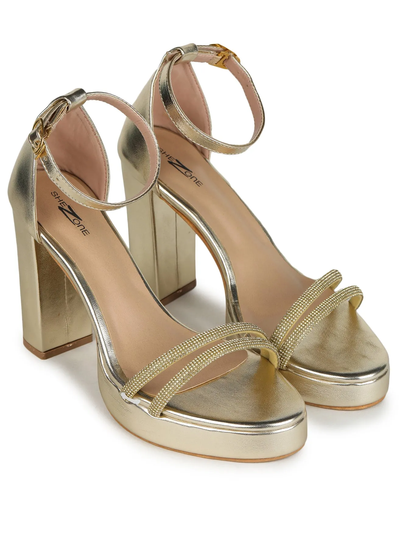 Shezone Golden Women Heels