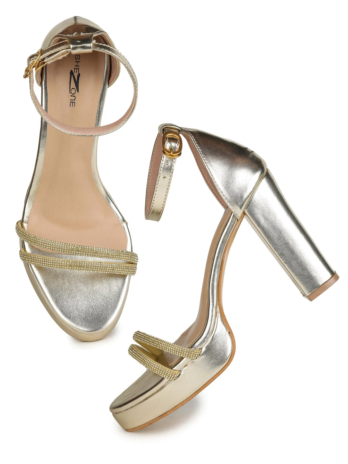 Shezone Golden Women Heels