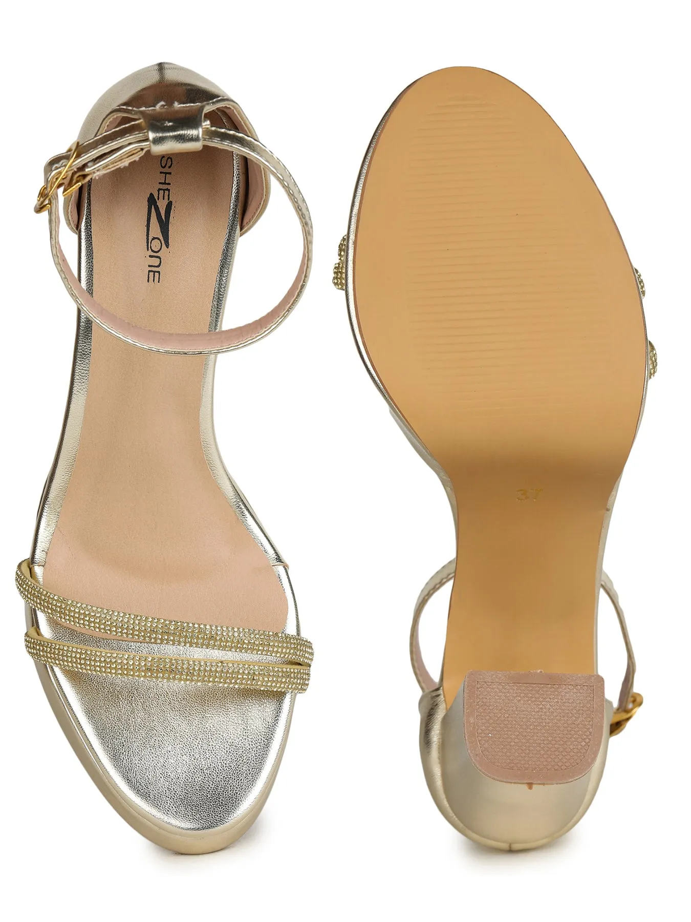 Shezone Golden Women Heels