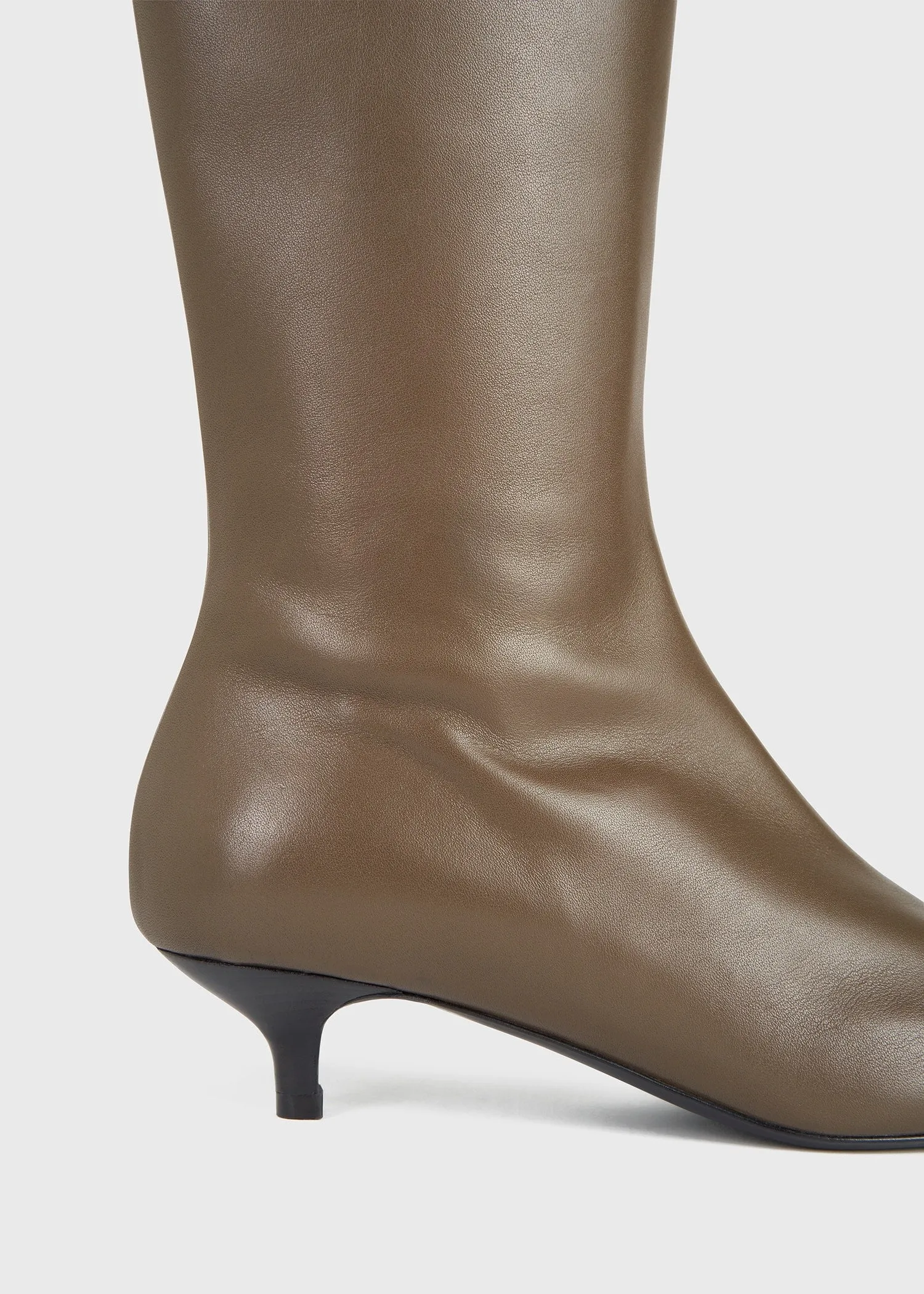 Slim leather knee-high boots ash