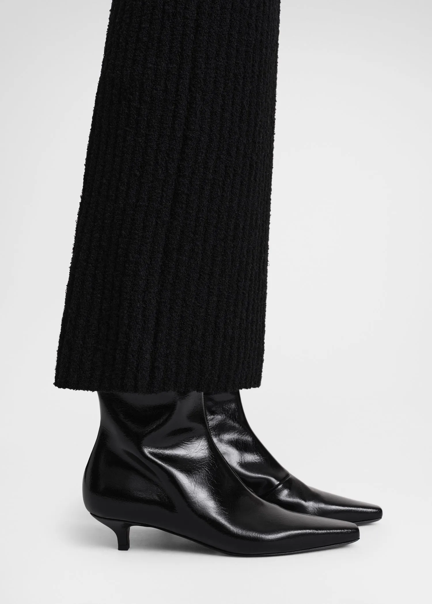 Slim patent knee-high boots black