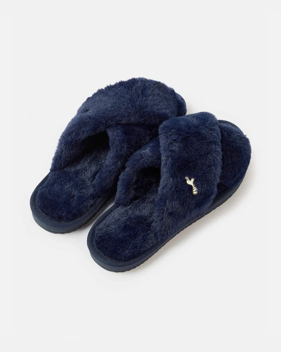 Spurs Womens Navy Cross Over Mule Slippers