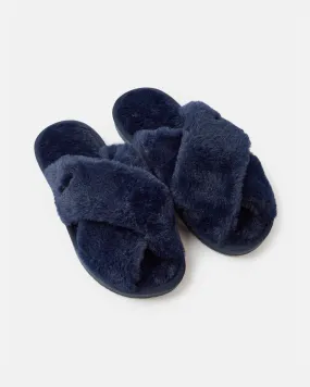 Spurs Womens Navy Cross Over Mule Slippers