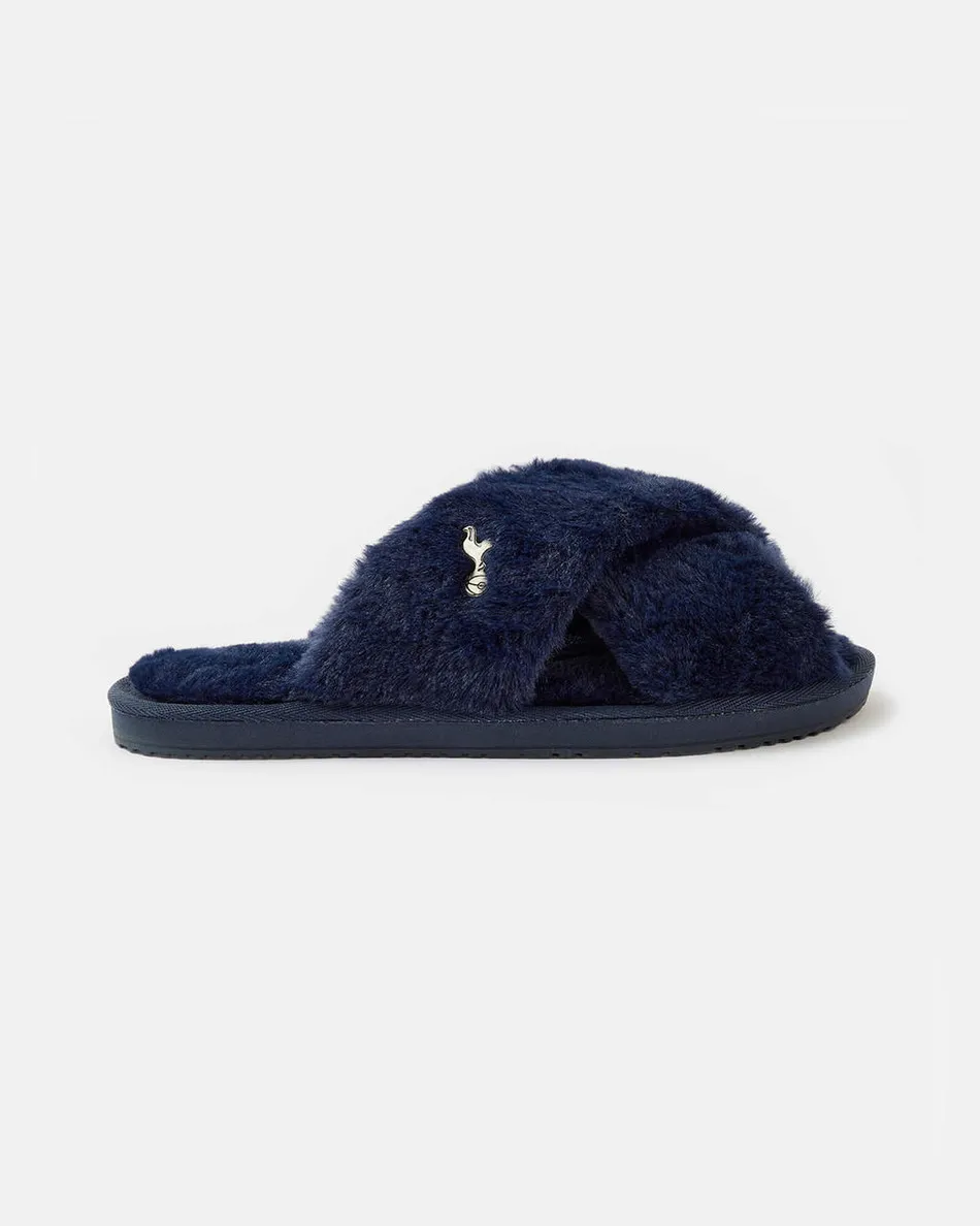 Spurs Womens Navy Cross Over Mule Slippers