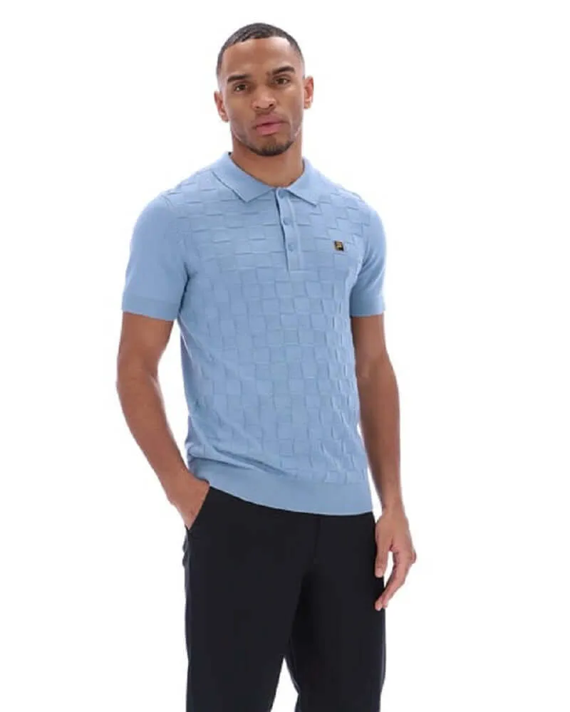 Square Knit Polo Faded Denim - FILA LUCIAN