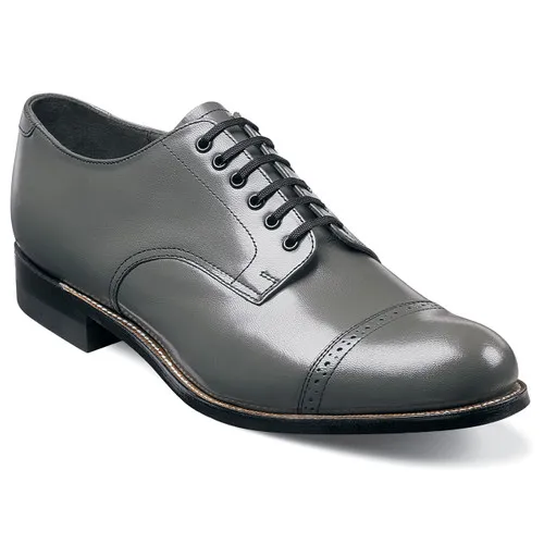 Stacy Adams Madison Gray Kidskin Leather Cap Toe Oxfords