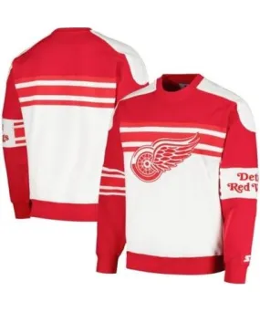 Starter Men's NHL Detroit Wings Defense Fleece Crewneck Pullover Sweatshirt