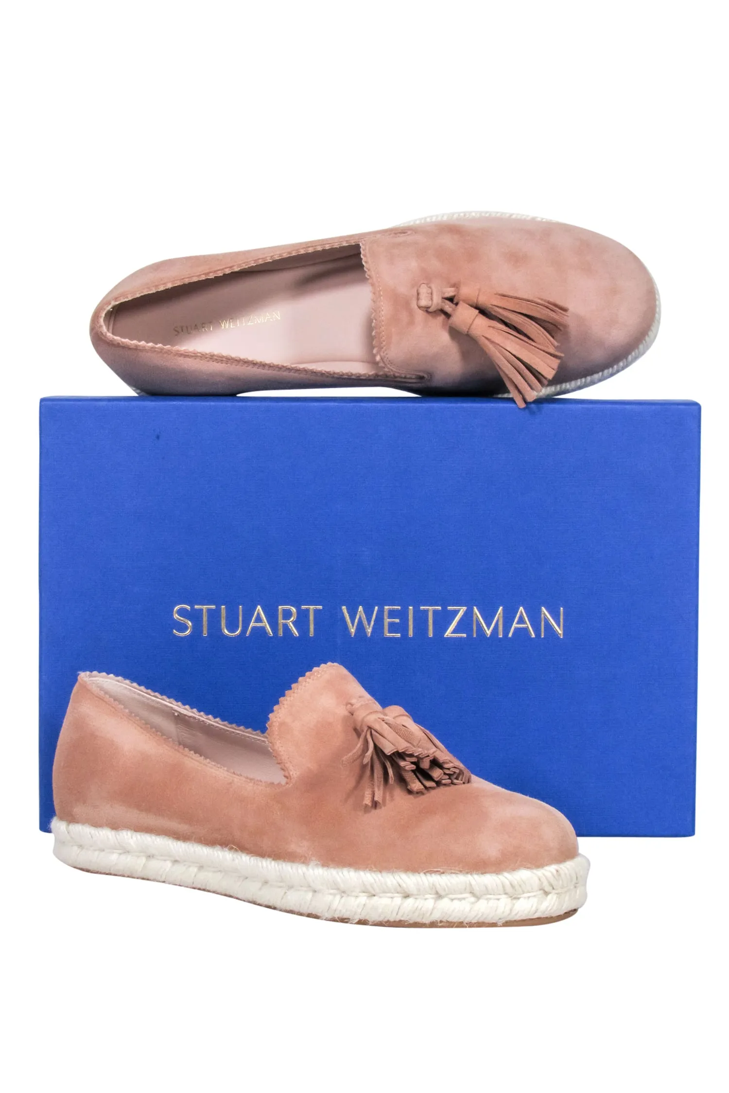 Stuart Weitzman - Pink Suede Flats w/ Fringe Front Sz 7.5