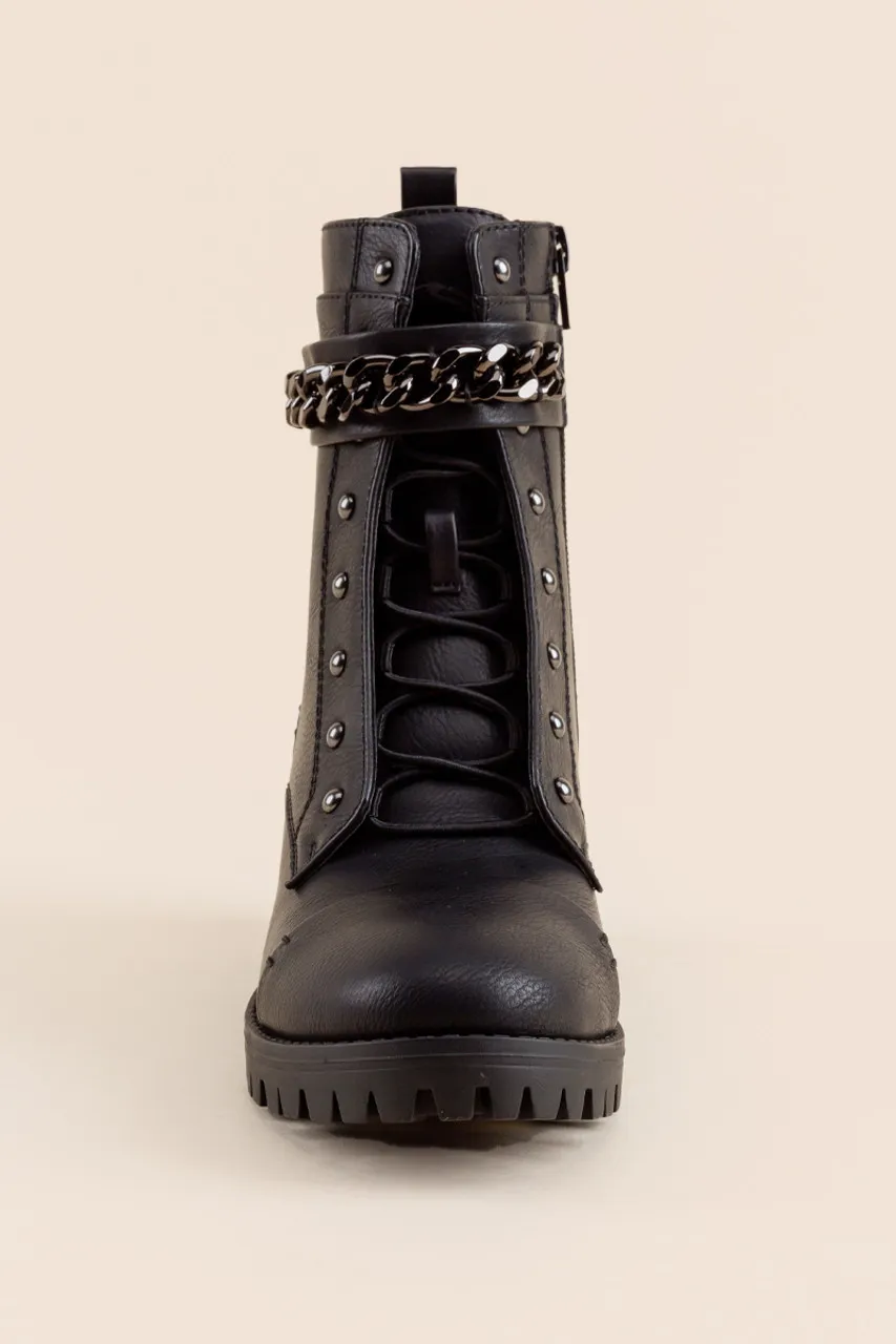 Sugar Nine Ankle Chain Combat Boots