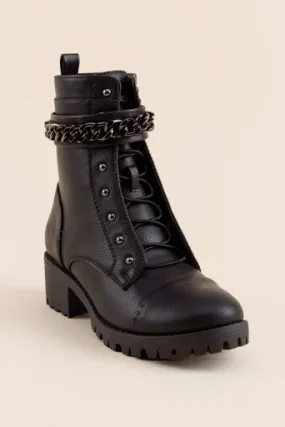 Sugar Nine Ankle Chain Combat Boots