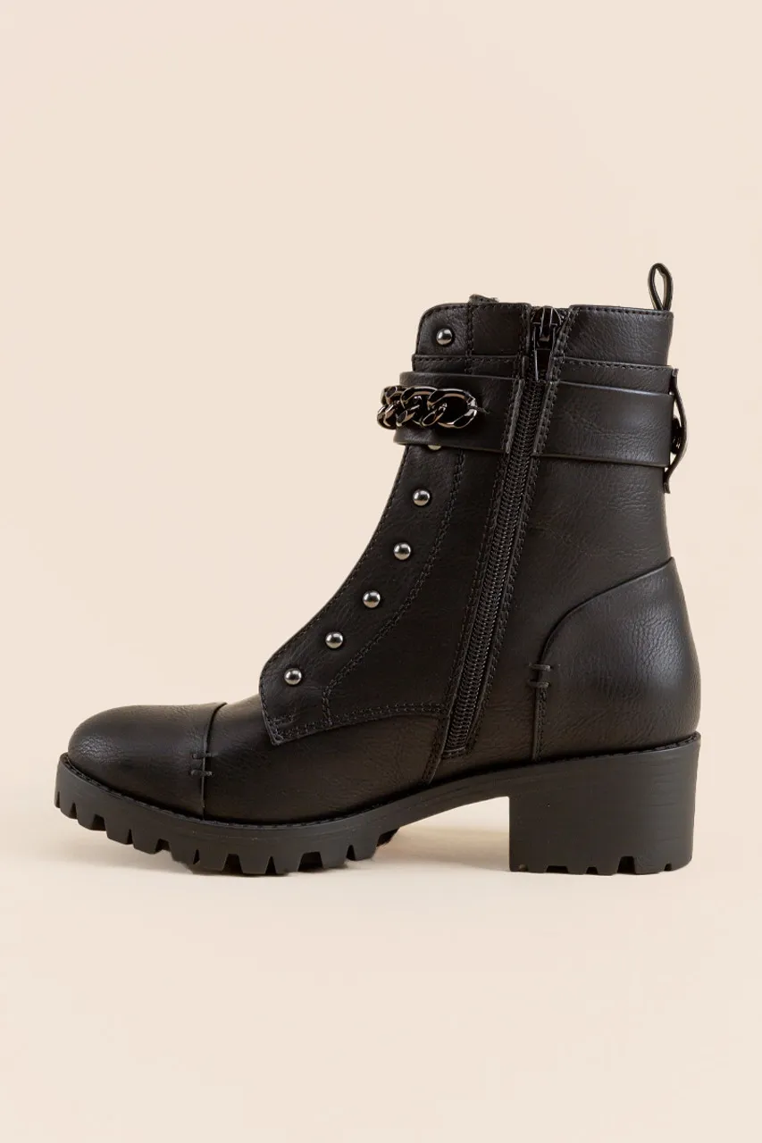 Sugar Nine Ankle Chain Combat Boots