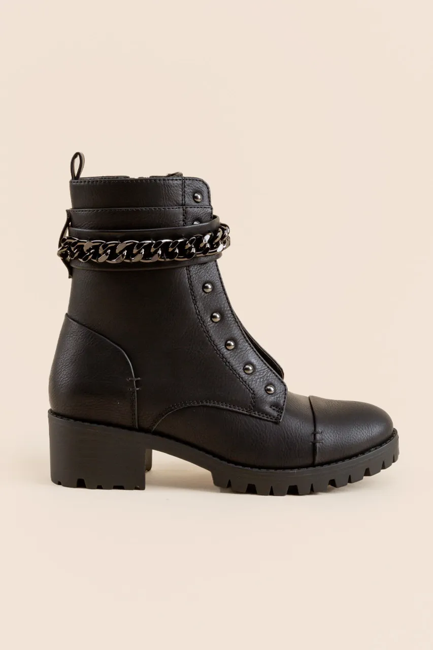 Sugar Nine Ankle Chain Combat Boots