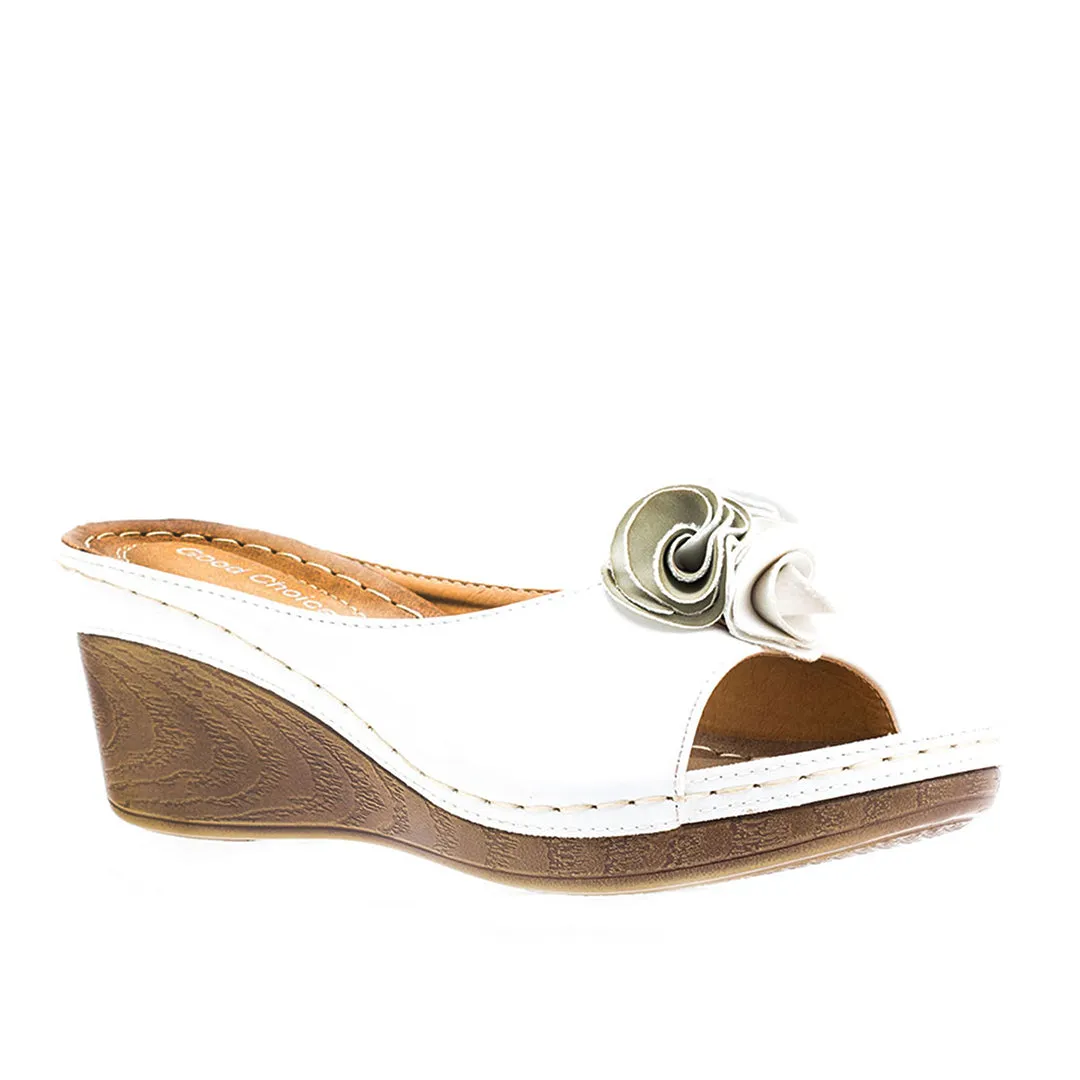 Sydney White Wedge Sandals