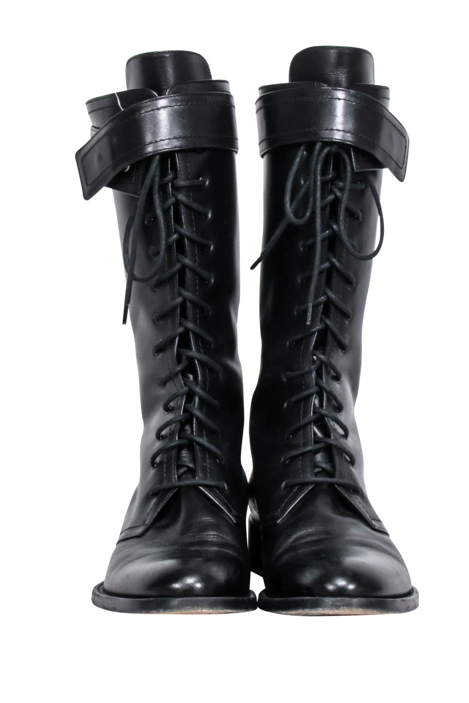 Tamara Mellon - Black Leather Tall Combat Boots Sz 9