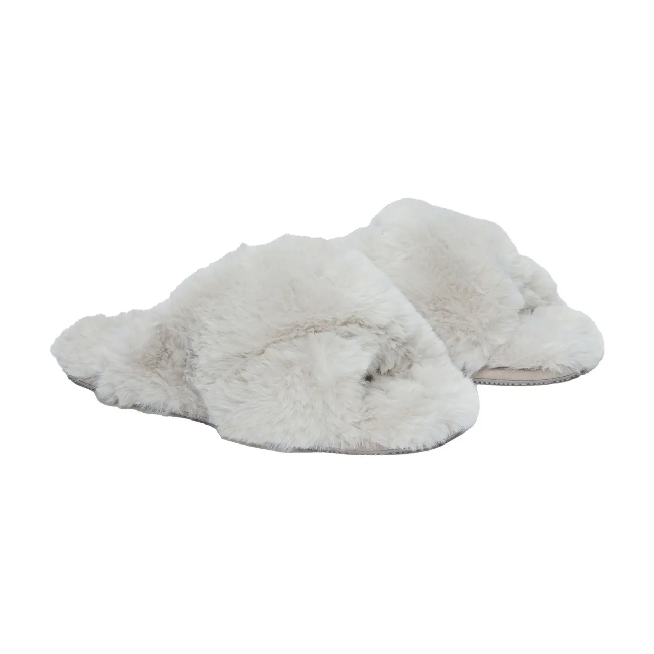 THE WHITE COMPANY Faux-Fur Cross Slider Slippers - Pale Grey