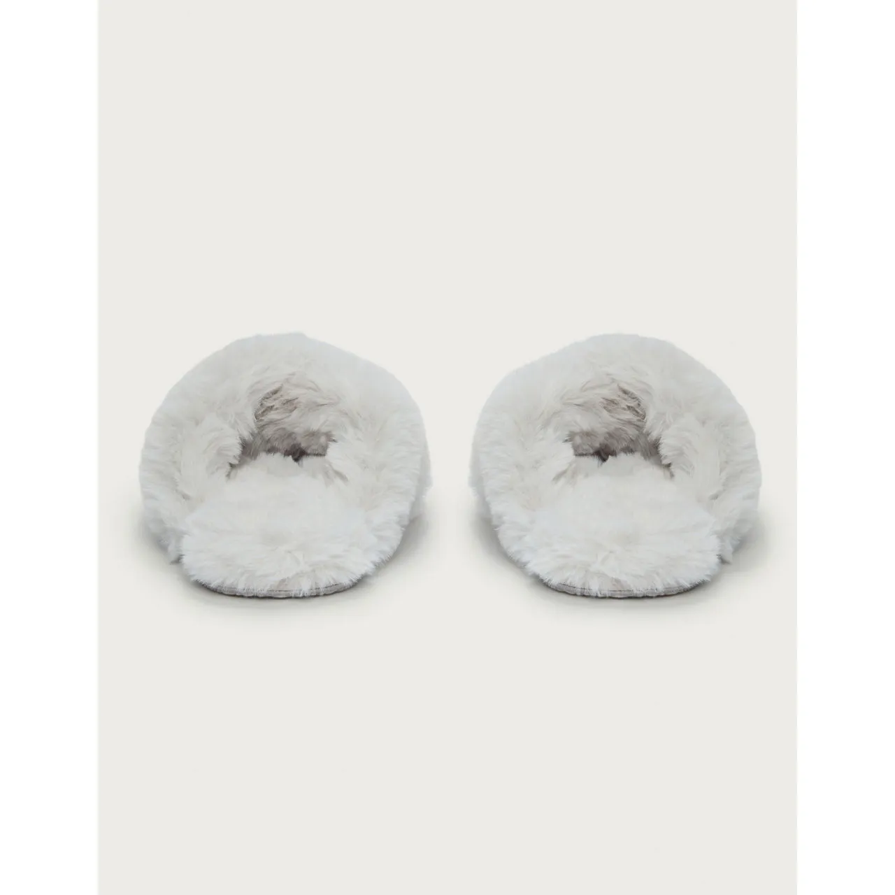 THE WHITE COMPANY Faux-Fur Cross Slider Slippers - Pale Grey