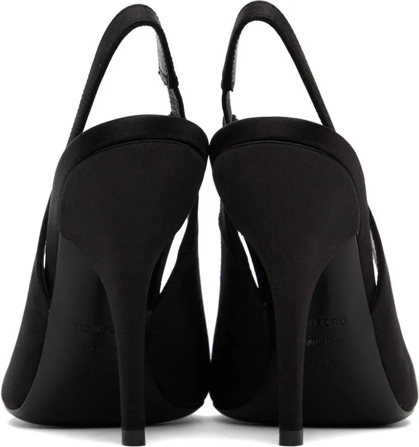 TOM FORD Black Satin Slingback Heels