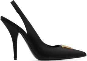 TOM FORD Black Satin Slingback Heels