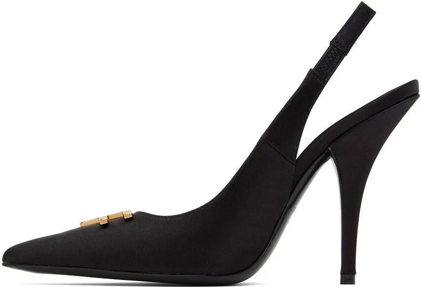 TOM FORD Black Satin Slingback Heels